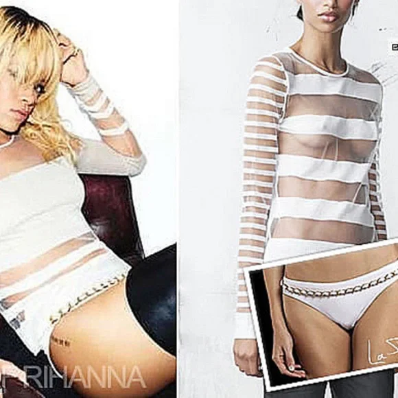 $268  EDUN Coral SHEER Crewneck SILK Sweater RIHANNA* L - Picture 4 of 8